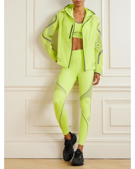 Adidas By Stella McCartney Yellow Truepace Trainingsjacke Aus Neonfarbenem Recyceltem Shell Mit Kapuze