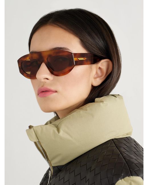 Bottega Veneta Brown Aviator-Style Acetate Sunglasses