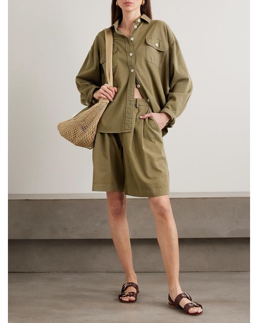Jamie Haller Green The Big Oversized Cotton-Twill Shirt