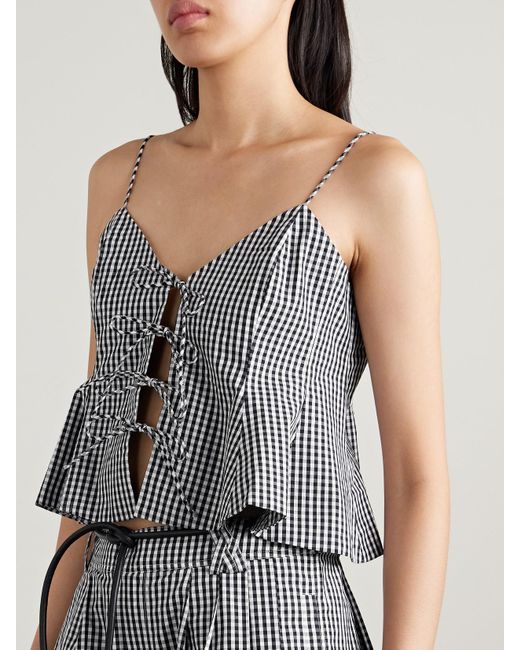 Sea White Neci Gingham Cotton-Poplin Camisole