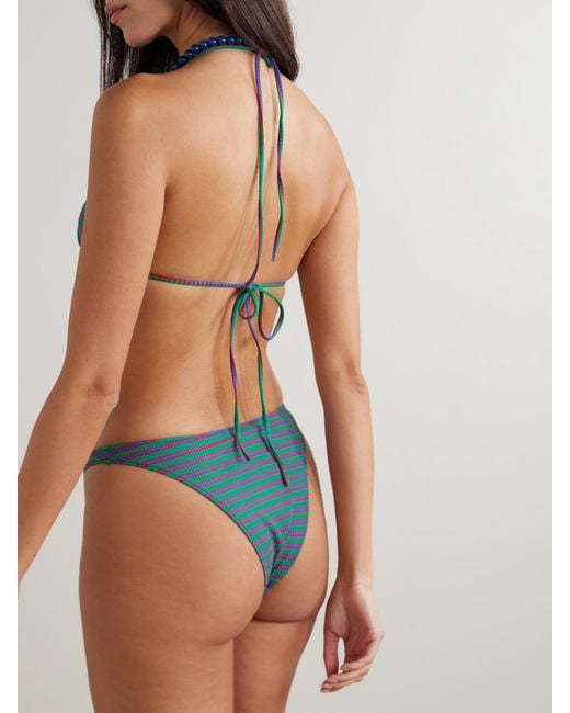 Lido Blue Cinquantacinque Striped Ribbed Triangle Bikini