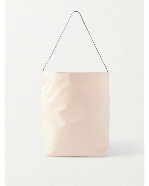 Valesque Natural Bucket Leather-Trimmed Nylon-Satin Tote