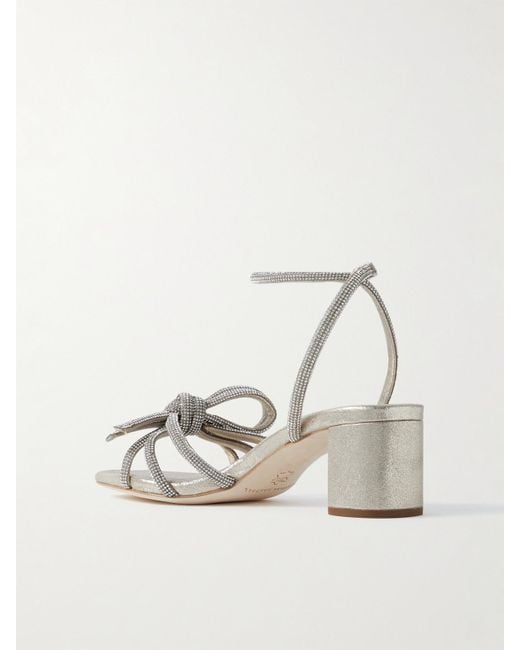 Loeffler Randall Natural Net Sustain Mikel Crystal-Embellished Metallic Suede Sandals