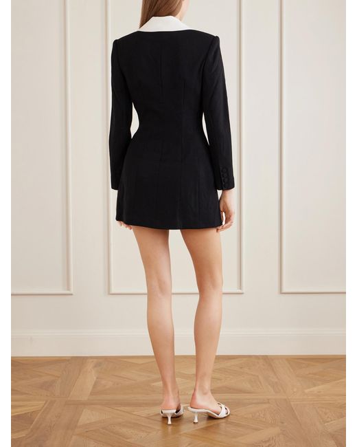 Self-Portrait Blue Double-Breasted Wool-Crepe Mini Dress
