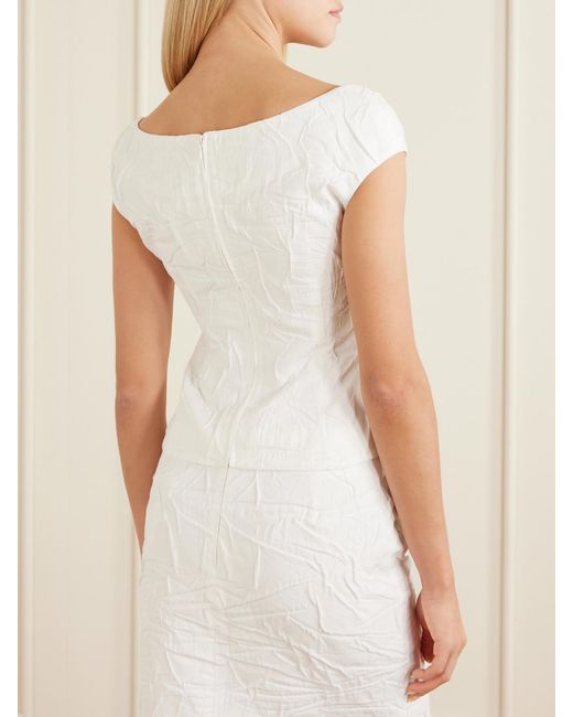 ShuShu/Tong White Crinkled Cotton-Blend Top