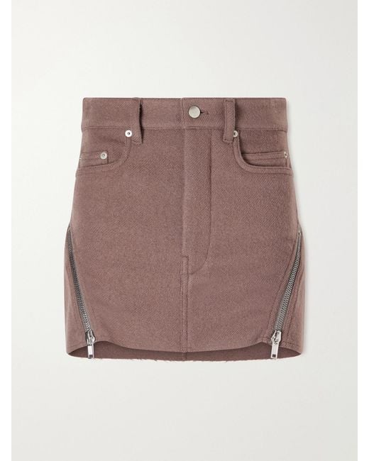 Rick Owens Purple Bolan Banana Virgin Wool Mini Skirt