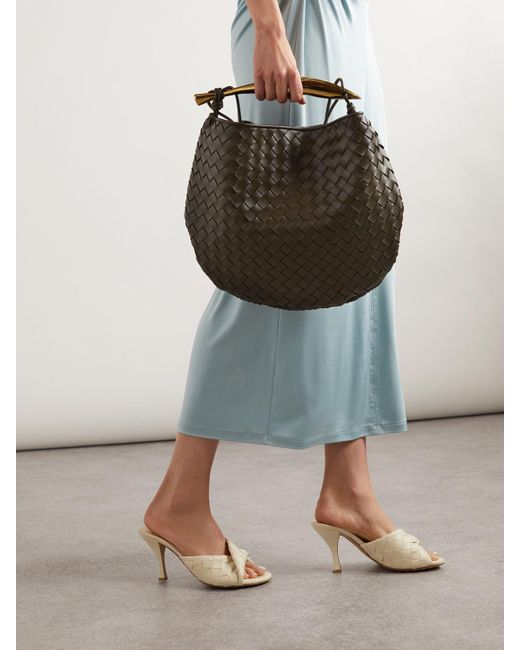 Bottega Veneta Gray Sardine Medium Intrecciato Leather Shoulder Bag