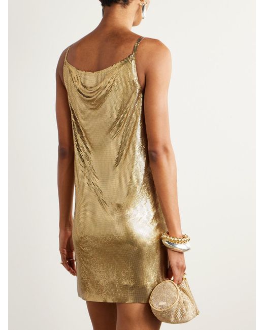 Versace Natural Minikleid Aus Metallic-Mesh Mit Verzierungen