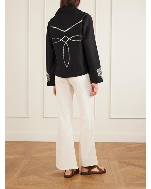 Alix Of Bohemia Black Francis Lovebird Embellished Silk Jacket