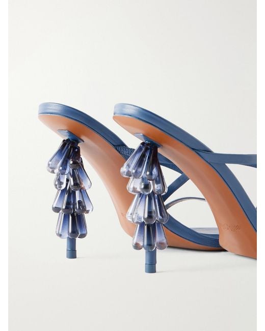 Cult Gaia Blue Sage 90 Bead-Embellished Leather Sandals