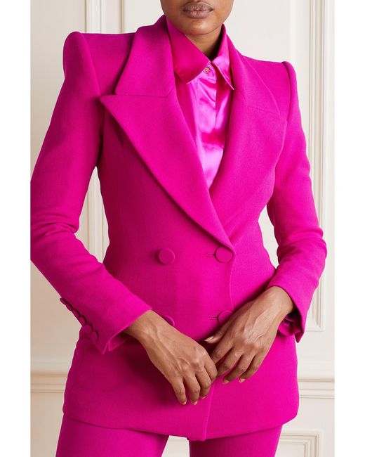 Sergio Hudson Pink Double-Breasted Wool Blazer