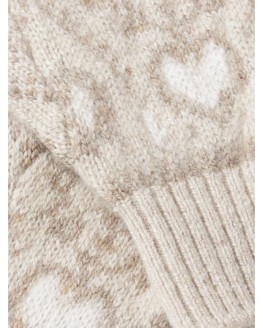 Khaite White Christel Fair Isle Cashmere Mittens