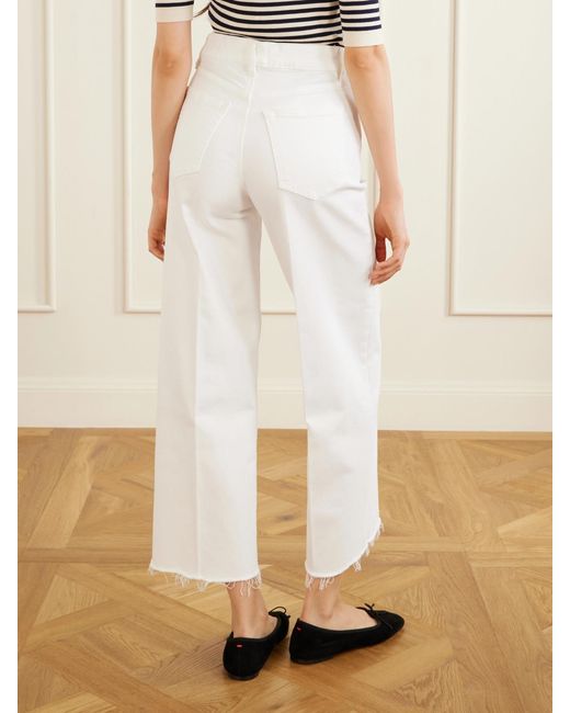 FRAME White High Rise Wide Frayed High-Rise Wide-Leg Jeans