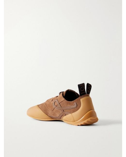Loewe Brown Grip Logo-Detailed Leather-Trimmed Suede And Tpu Sneakers