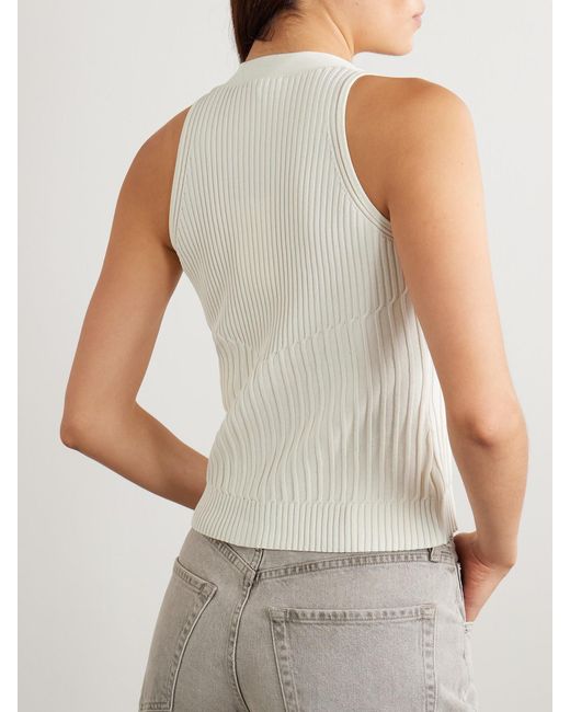 Max Mara White Bimba Ribbed Cotton-Blend Vest
