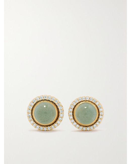Ole Lynggaard Copenhagen Green Lotus 18-Karat, Aquamarine And Diamond Earrings