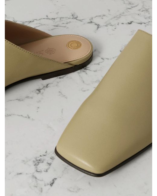 Loro Piana Green Alba Leather Slippers