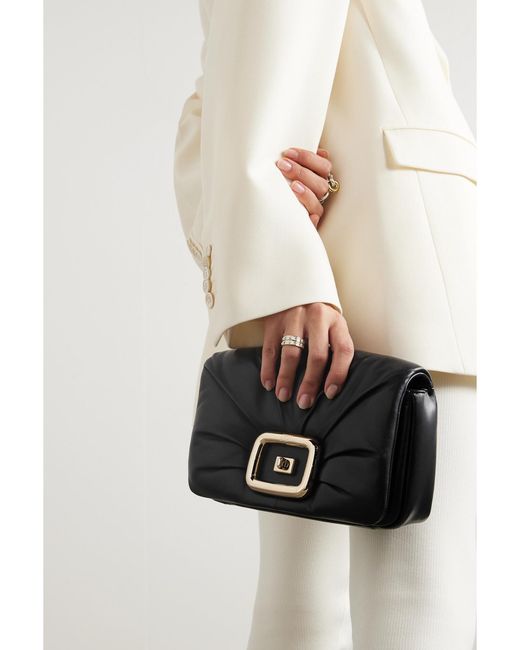 Roger Vivier Black Vic' Choc Me Padded Leather Shoulder Bag