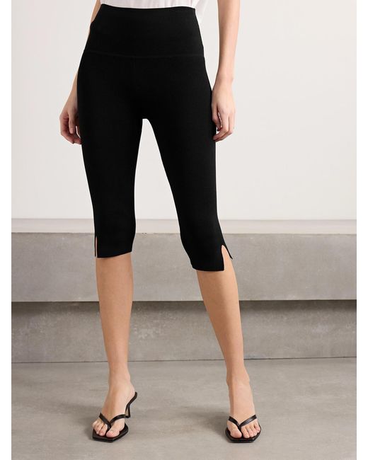 Staud Black Santino Cropped Knitted Leggings