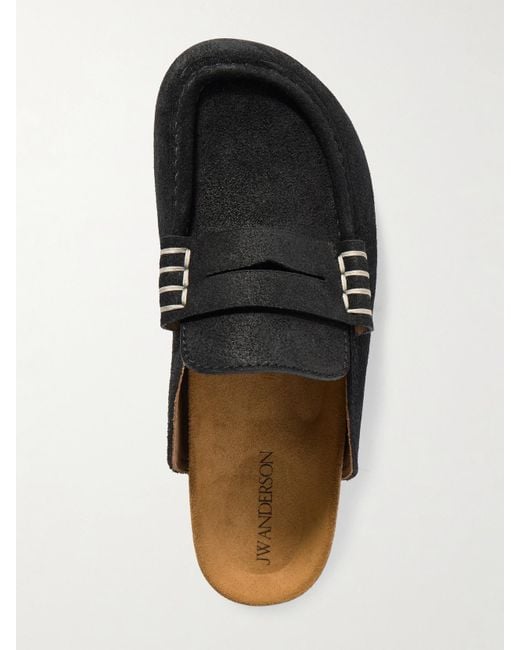 J.W. Anderson Black Stitch Suede Slip-Ons