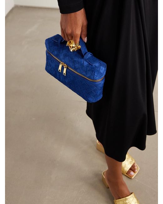 Bottega Veneta Blue Bang Bang Intrecciato Suede Tote