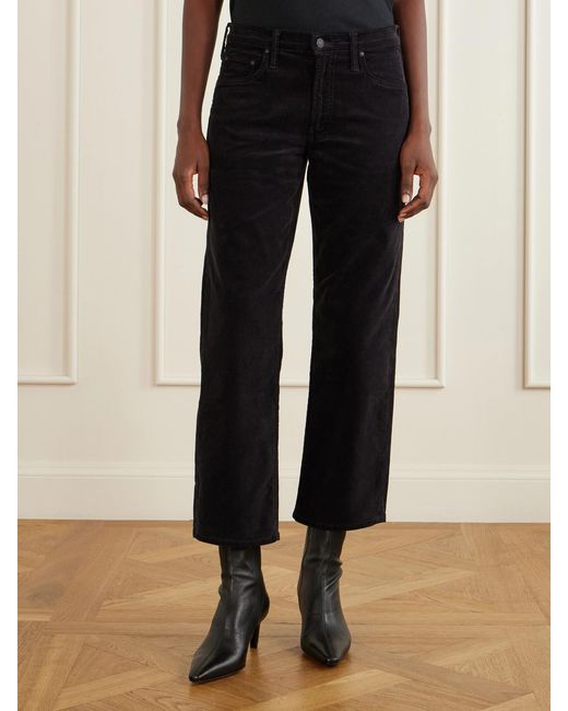 Mother Blue The Newbie Ankle Cotton-Blend Corduroy Mid-Waist Straight-Leg Pants