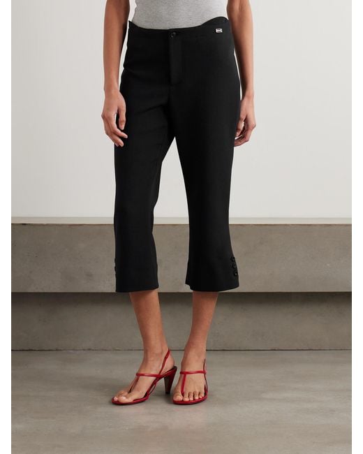 Victoria Beckham Black Cropped Crepe Flared Pants