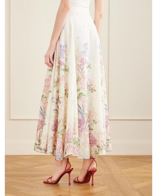 Charo Ruiz Pink Ventine Floral-Print Cotton-Blend Maxi Skirt