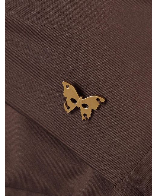 Kiki de Montparnasse Brown La Sirene Cutout Embellished Bikini Top
