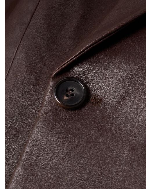 Stouls Brown Jones Double-Breasted Leather Blazer
