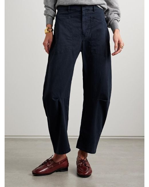 Nili Lotan Blue Shon Barrel-Hose Aus Twill Aus Einer Baumwollmischung