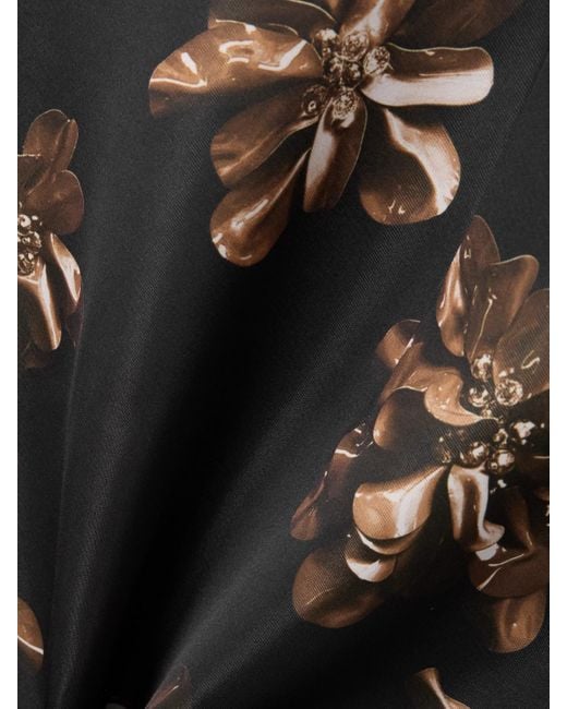 Emilia Wickstead Black Tippi Floral-Print Satin Midi Dress