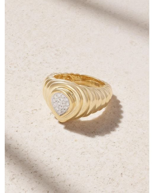 Yvonne Léon Metallic Mini 9-Karat Diamond Signet Ring