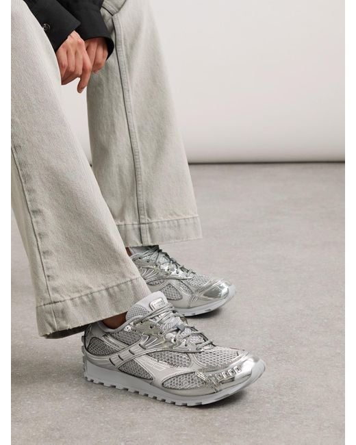 Bottega Veneta Orbit Metallic Rubber, Mesh And Fishnet Sneakers