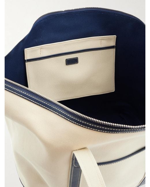 Polo Ralph Lauren Natural Large Leather-Trimmed Cotton-Blend Canvas Tote
