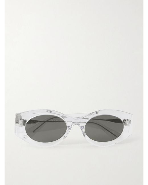 Alaïa Gray Lettering Round-Frame Acetate Sunglasses