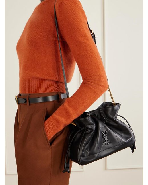 Saint Laurent Black Jamie Cassandre-Appliquéd Quilted Leather Shoulder Bag