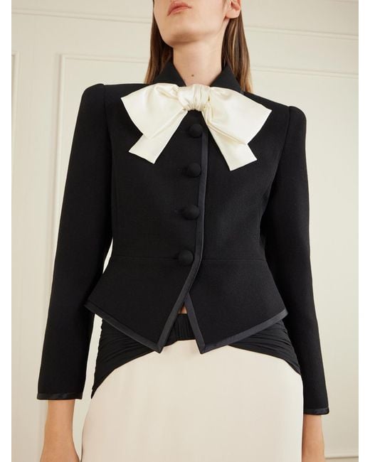 Valentino Garavani Black Bow-Embellished Wool Jacket