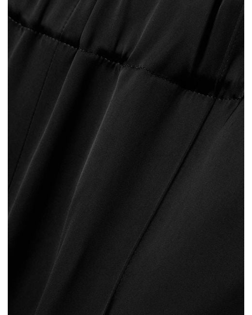 Another Tomorrow Black Jogginghose Mit Geradem Bein Aus Satin Mit Falten