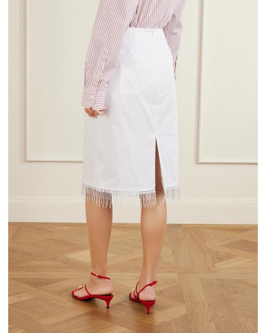 Rohe White Lace-Trimmed Cotton Midi Skirt