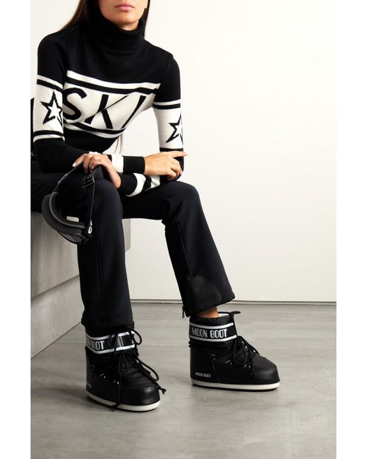 Moon Boot Black Icon Low Shell And Faux Leather Snow Boots