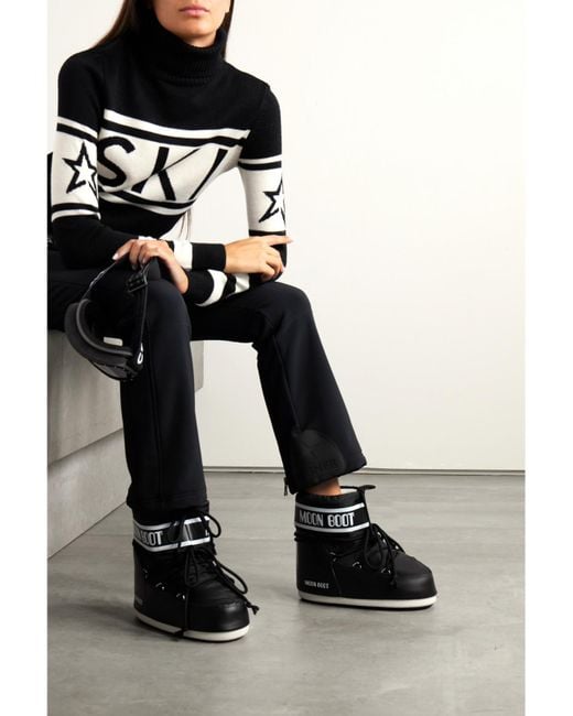 Moon Boot Black Icon Low Shell And Faux Leather Snow Boots