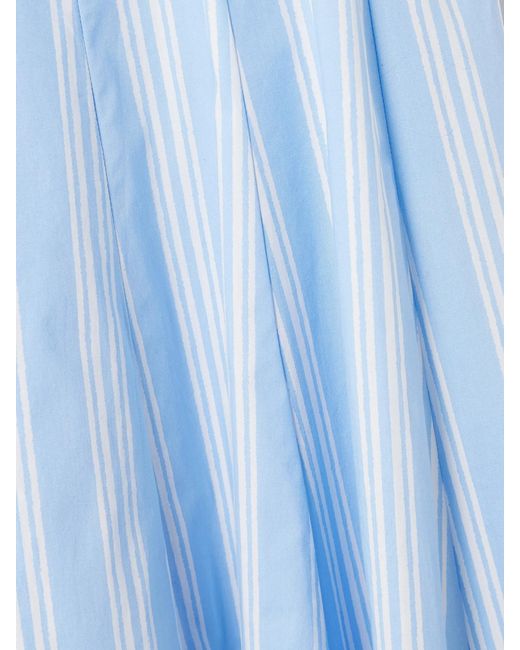 Staud Blue Wells Paneled Striped Cotton-Blend Poplin Midi Dress