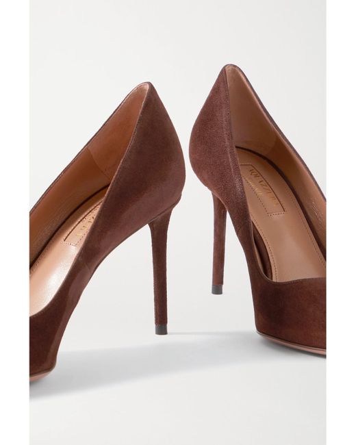 Aquazzura Brown Purist 85 Suede Pumps