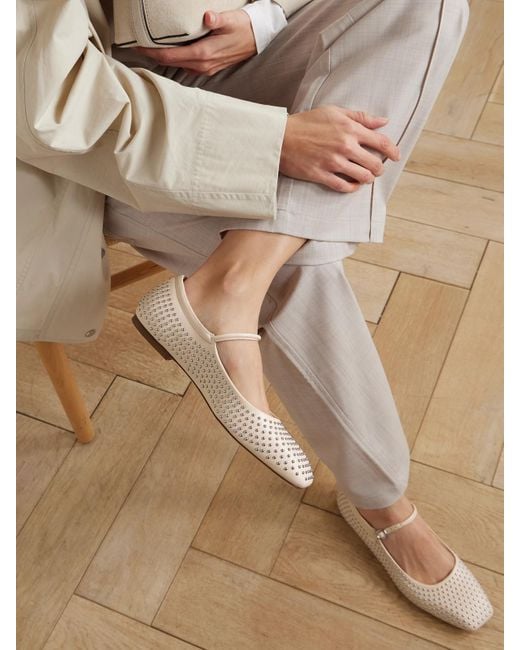 Aeyde Natural Uma Studded Leather Mary Jane Ballet Flats