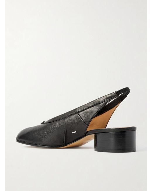 Maison Margiela Black Tabi Split-Toe Leather Slingback Pumps
