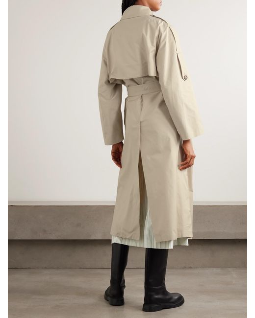 Max Mara Natural Delfino Double-Breasted Belted Cotton-Blend Twill Trench Coat