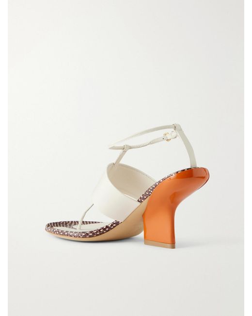 Dries Van Noten White Snake-Effect Leather Sandals