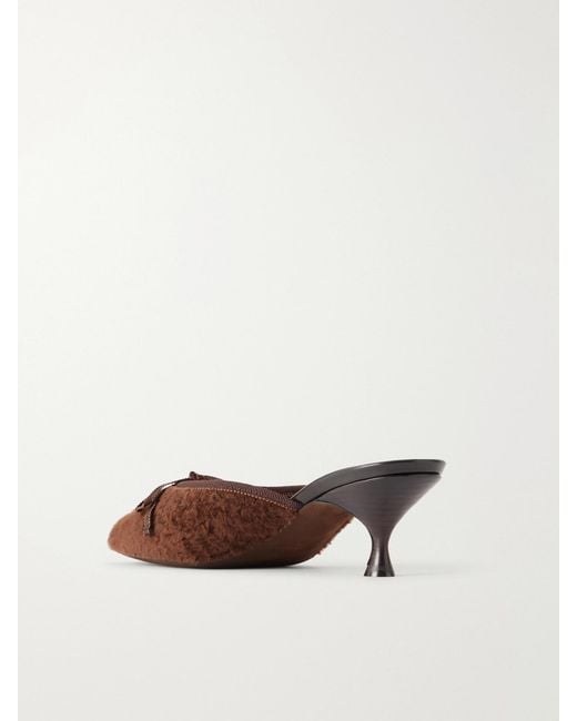 Herbert Levine Natural 24/7 50 Bow-Detail Shearling Mules