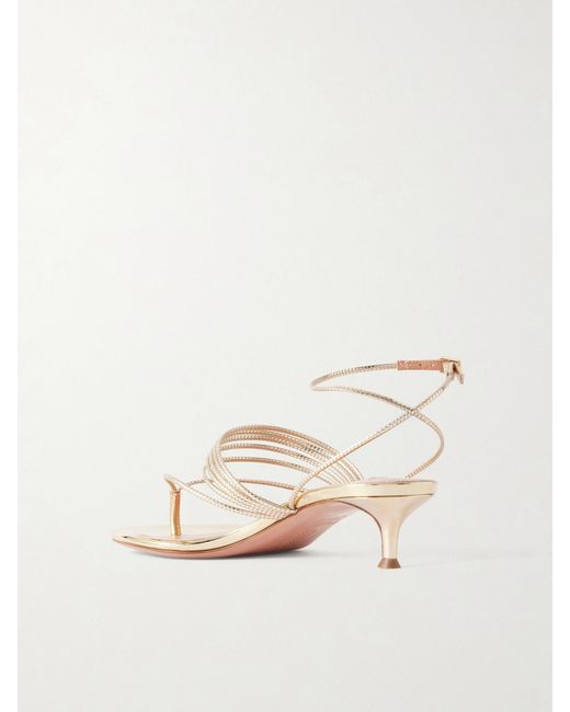 Aquazzura Natural Solare 30 Metallic Leather Sandals